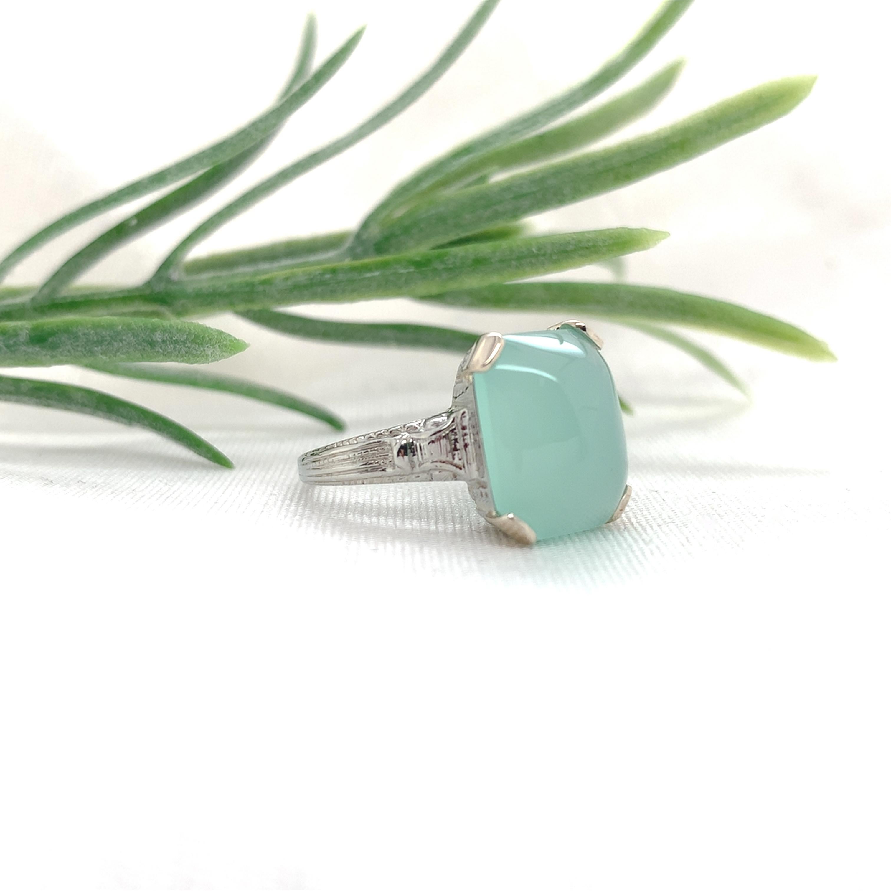 20K White Gold 4.05 carat Aquaprase Ring size 4.5 For Sale 2