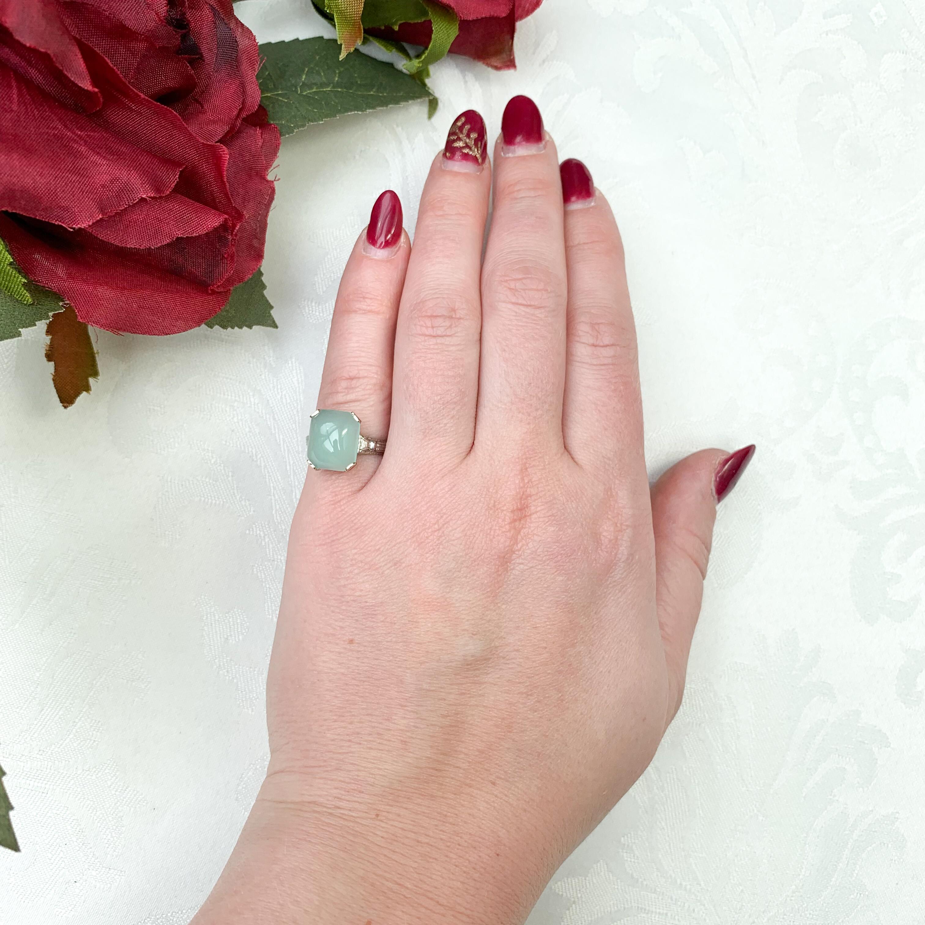 20K White Gold 4.05 carat Aquaprase Ring size 4.5 For Sale 3