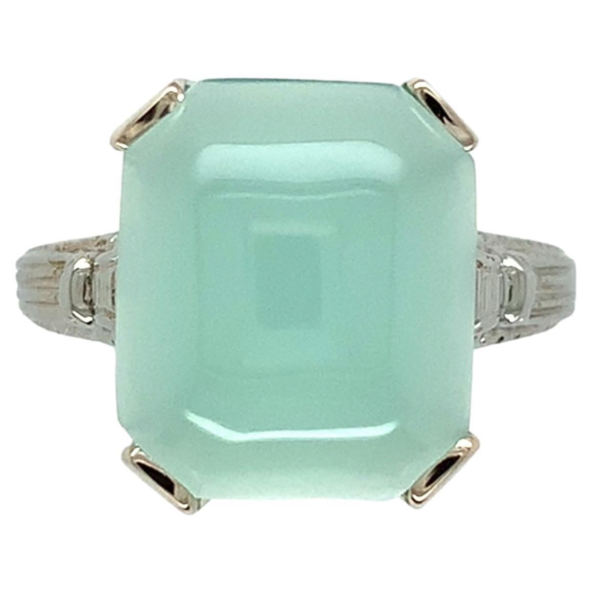 20K White Gold 4.05 carat Aquaprase Ring size 4.5 For Sale