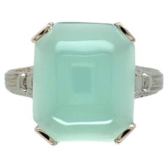 Bague aigue-prase en or blanc 20 carats de 4,05 carats, taille 4,5