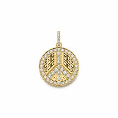 20K Yellow Gold & Diamond Peace Sign Coin Pendant by Buddha Mama