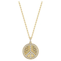 20K Yellow Gold & Diamond Peace Sign Coin Pendant by Buddha Mama