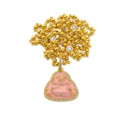 20K Yellow Gold, Diamond & Pink Enamel Buddha Pendant by Buddha Mama