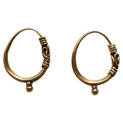 20k Yellow Gold Fancy Antique Hoop Earrings from India