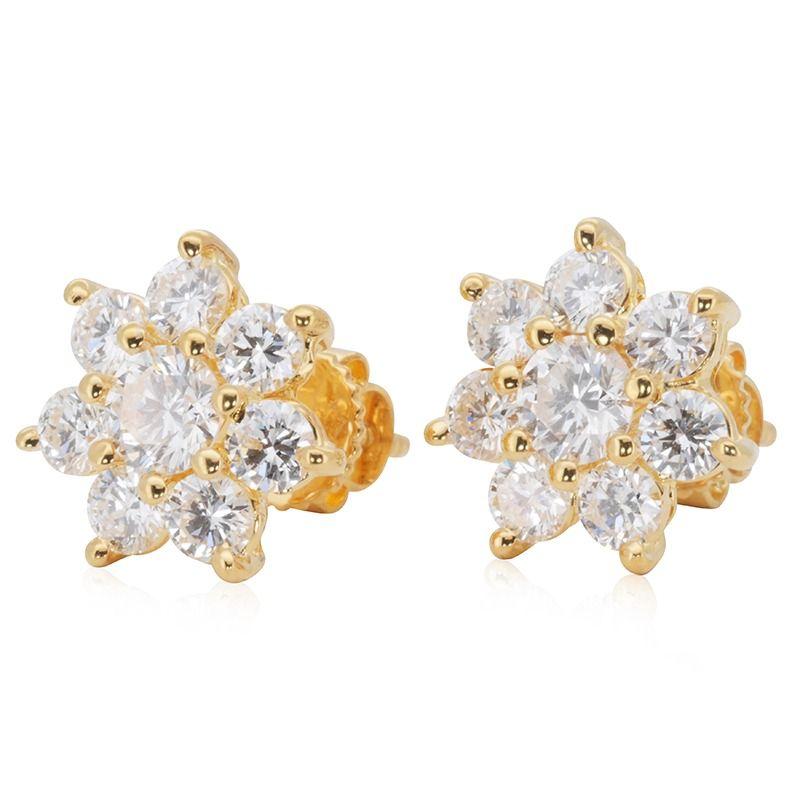 A beautiful pair of earrings with a dazzling 0.3 carat round brilliant natural diamonds. It has 0.84 carat of side diamonds which add more to its elegance. The jewelry is made of 20k yellow gold with a high quality polish. It comes with NGI
