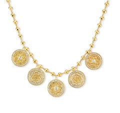 Collar de monedas mandala de oro amarillo de 20 quilates con diamantes de Buddha Mama