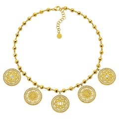 20K Yellow Gold Mandala Coin Necklace with Diamonds by Buddha Mama