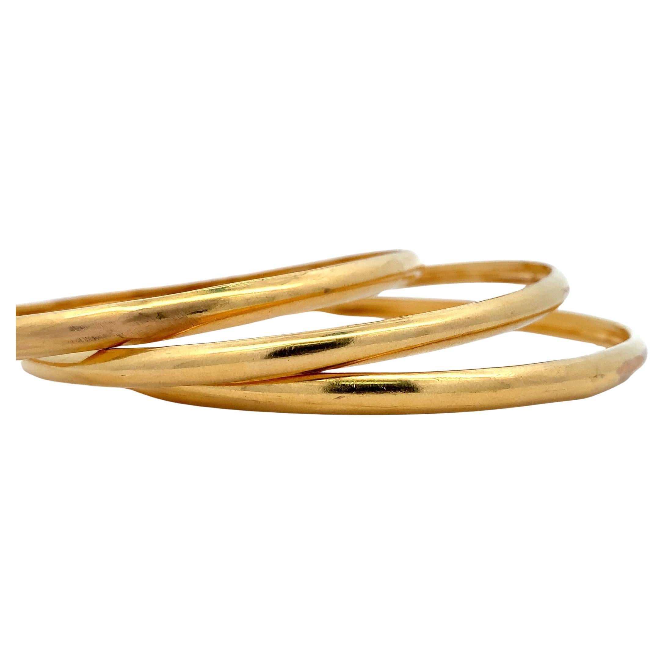 20k Yellow gold matching plain bangle bracelets