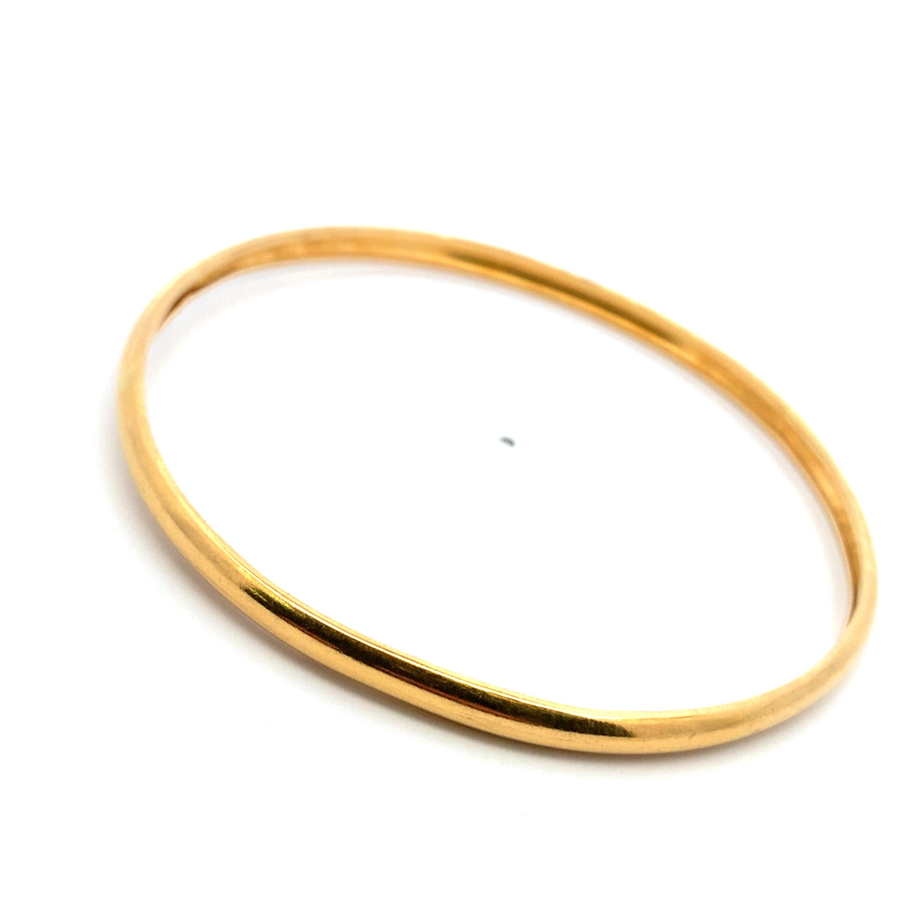 Women's or Men's 20k Yellow gold plain polished bangle bracelet For Sale