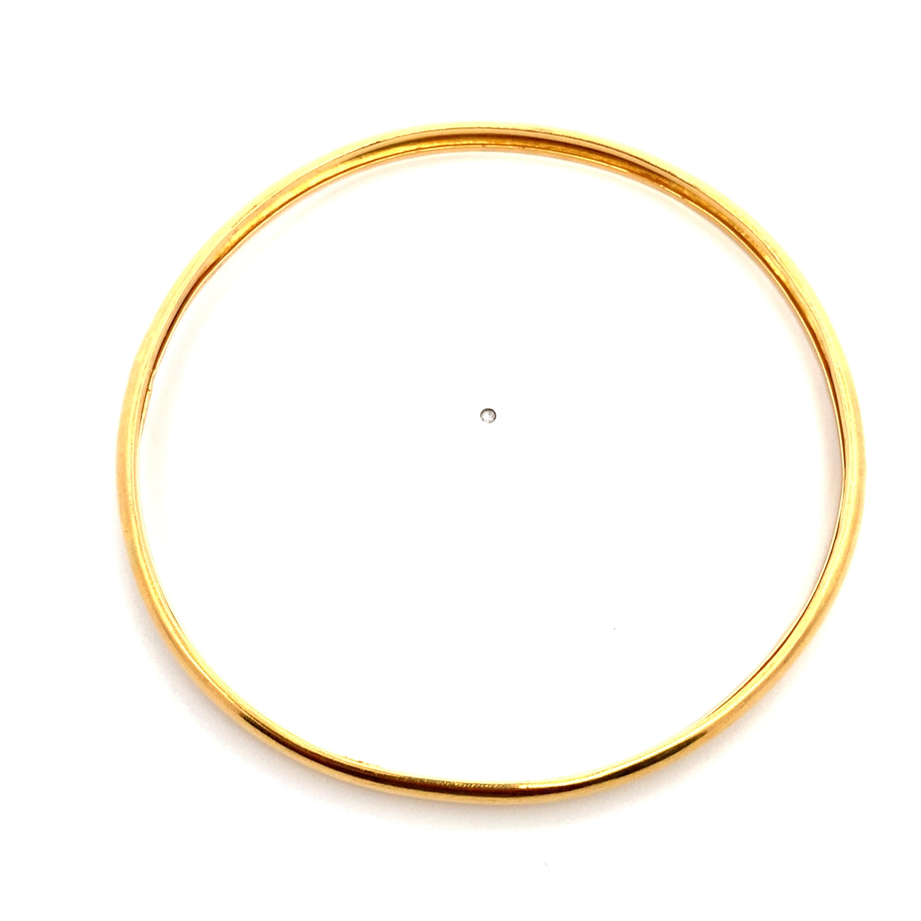 Women's or Men's 20k Yellow gold plain polished chunky bangle bracelet For Sale