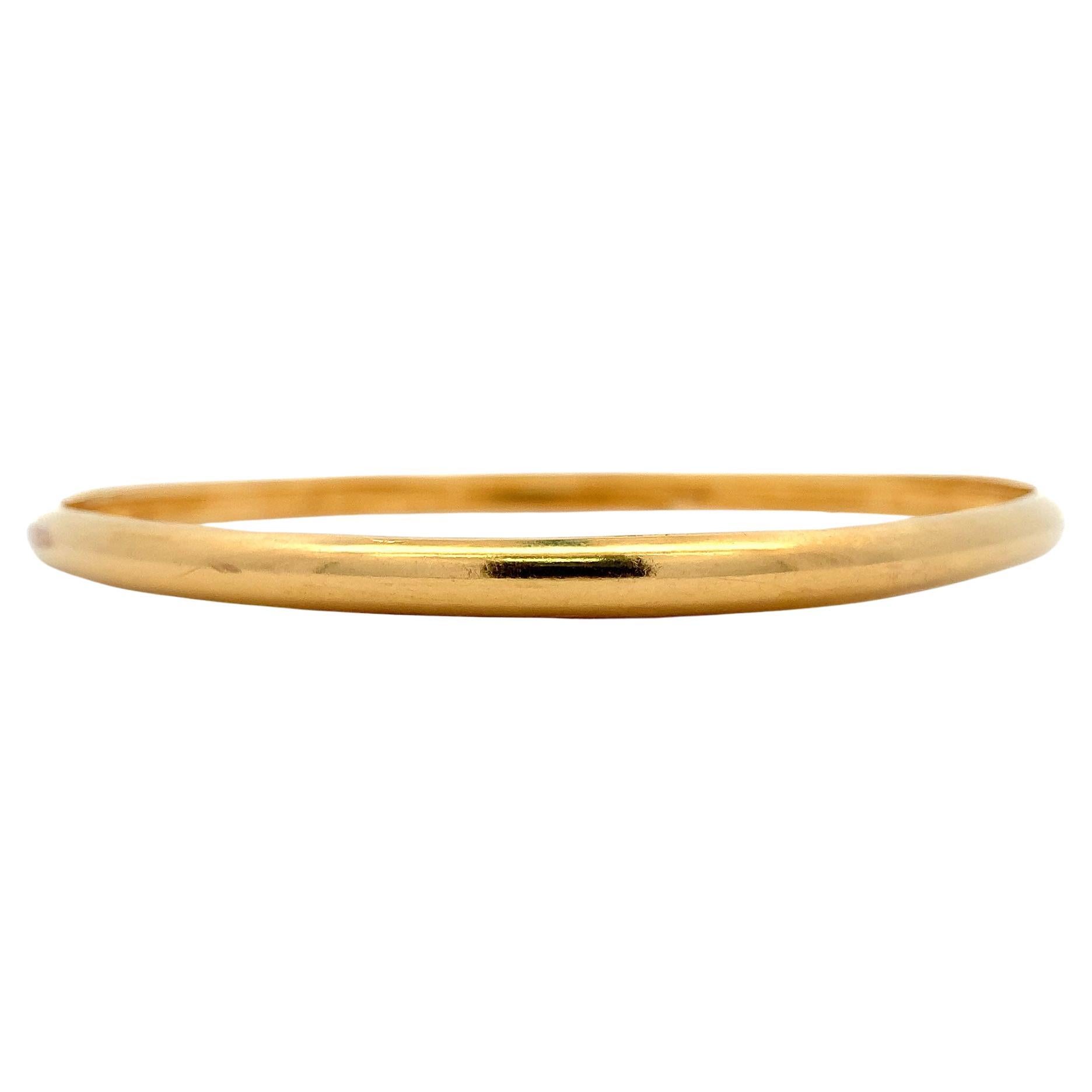 20k Yellow gold plain polished chunky bangle bracelet