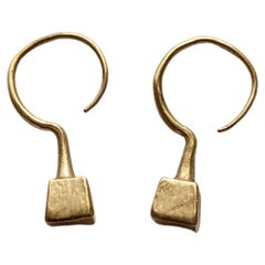 20k Yellow Gold Vintage Square Drop Earrings