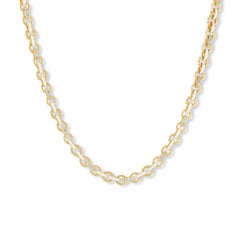 20K Yellow Gold, White Enamel and Diamond Link Necklace by Buddha Mama