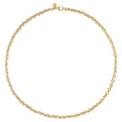 20K Yellow Gold, White Enamel and Diamond Link Necklace by Buddha Mama
