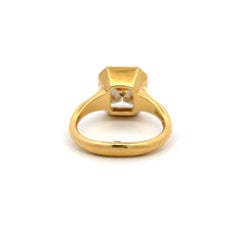 20K YG Engagement Ring with 2.83 Carat Emerald Cut Diamond GIA K SI1
