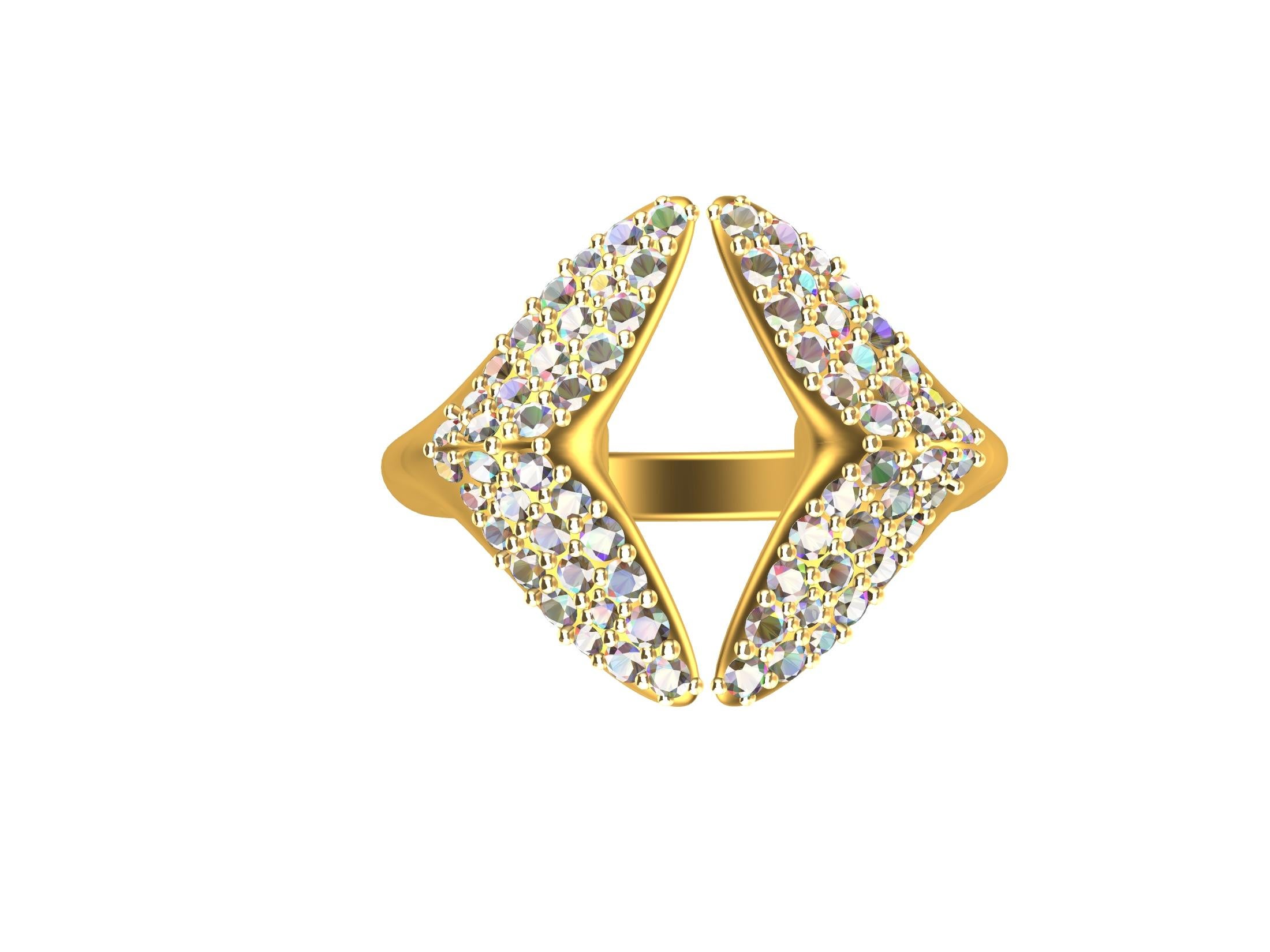 20 Karat Yellow Gold Small Angel Wings Diamond Ring 3