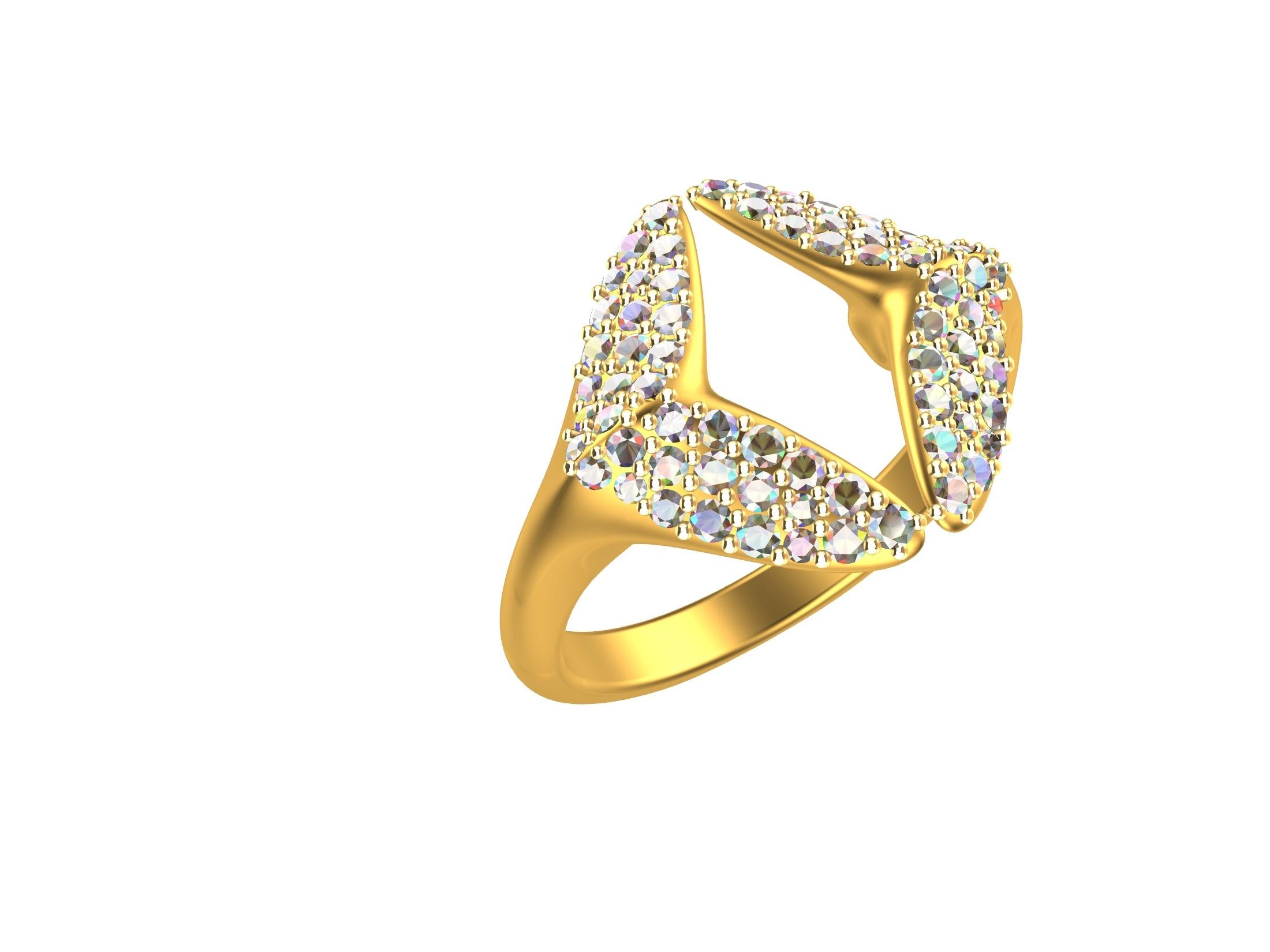 20 Karat Yellow Gold Small Angel Wings Diamond Ring 9
