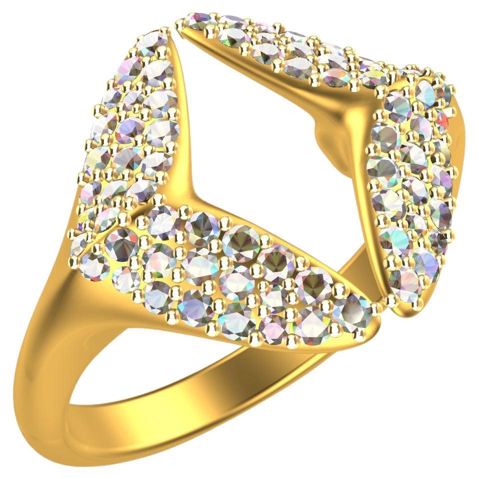 20 Karat Yellow Gold Small Angel Wings Diamond Ring 2