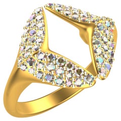 20Karat Yellow Gold Small Angel Wings Diamond Ring