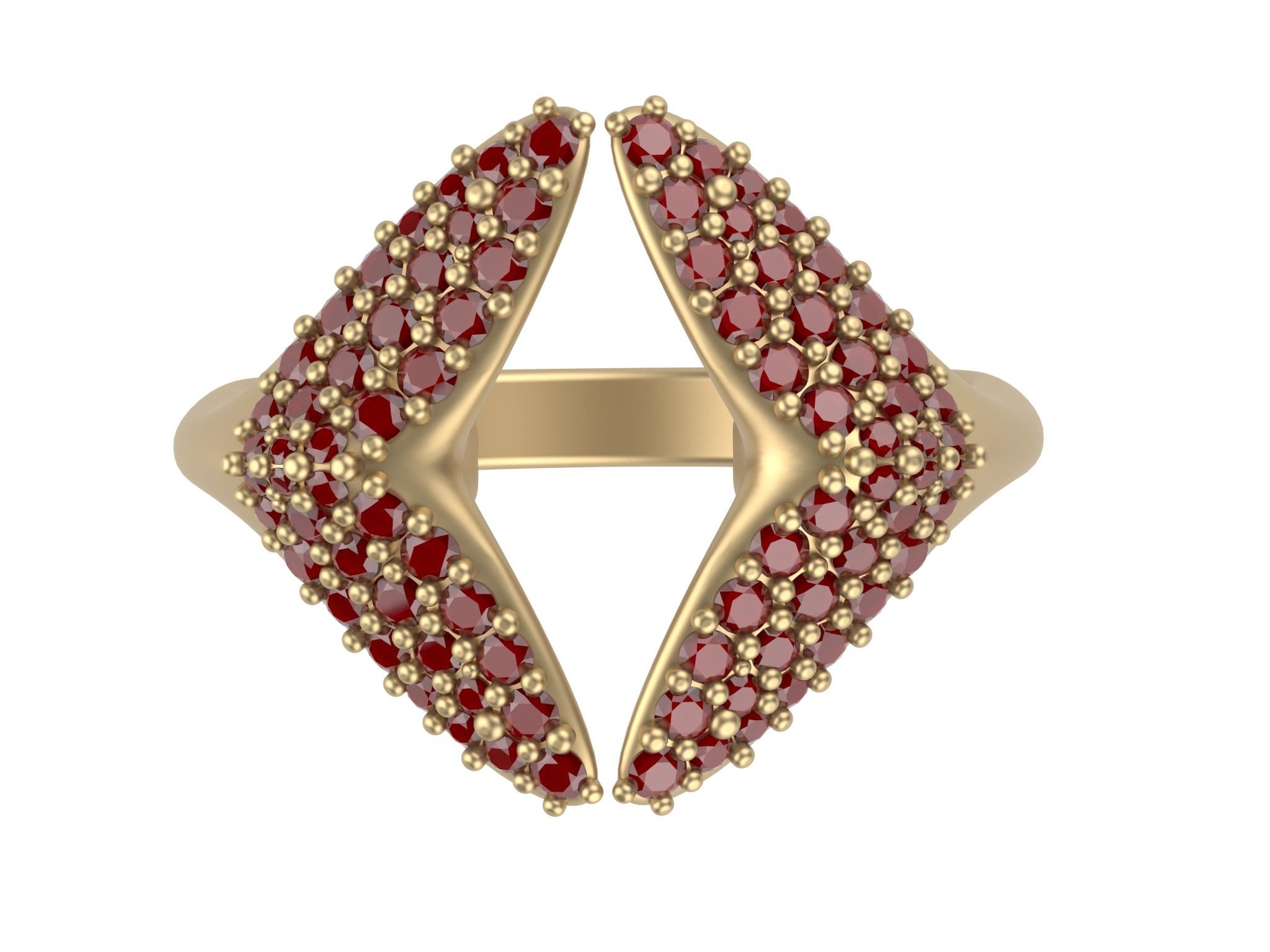 20Karat Yellow Gold Small Angel Wings Ruby Ring 10