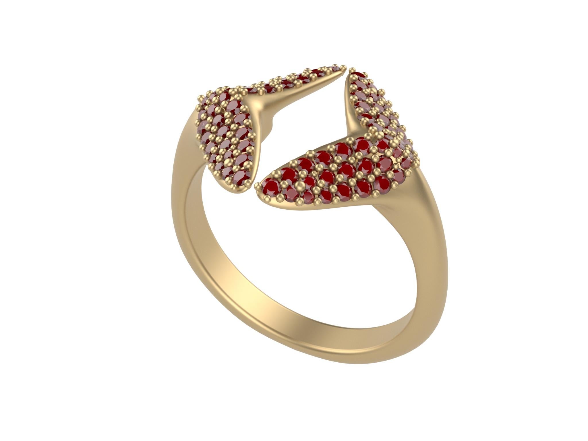 20Karat Yellow Gold Small Angel Wings Ruby Ring 2