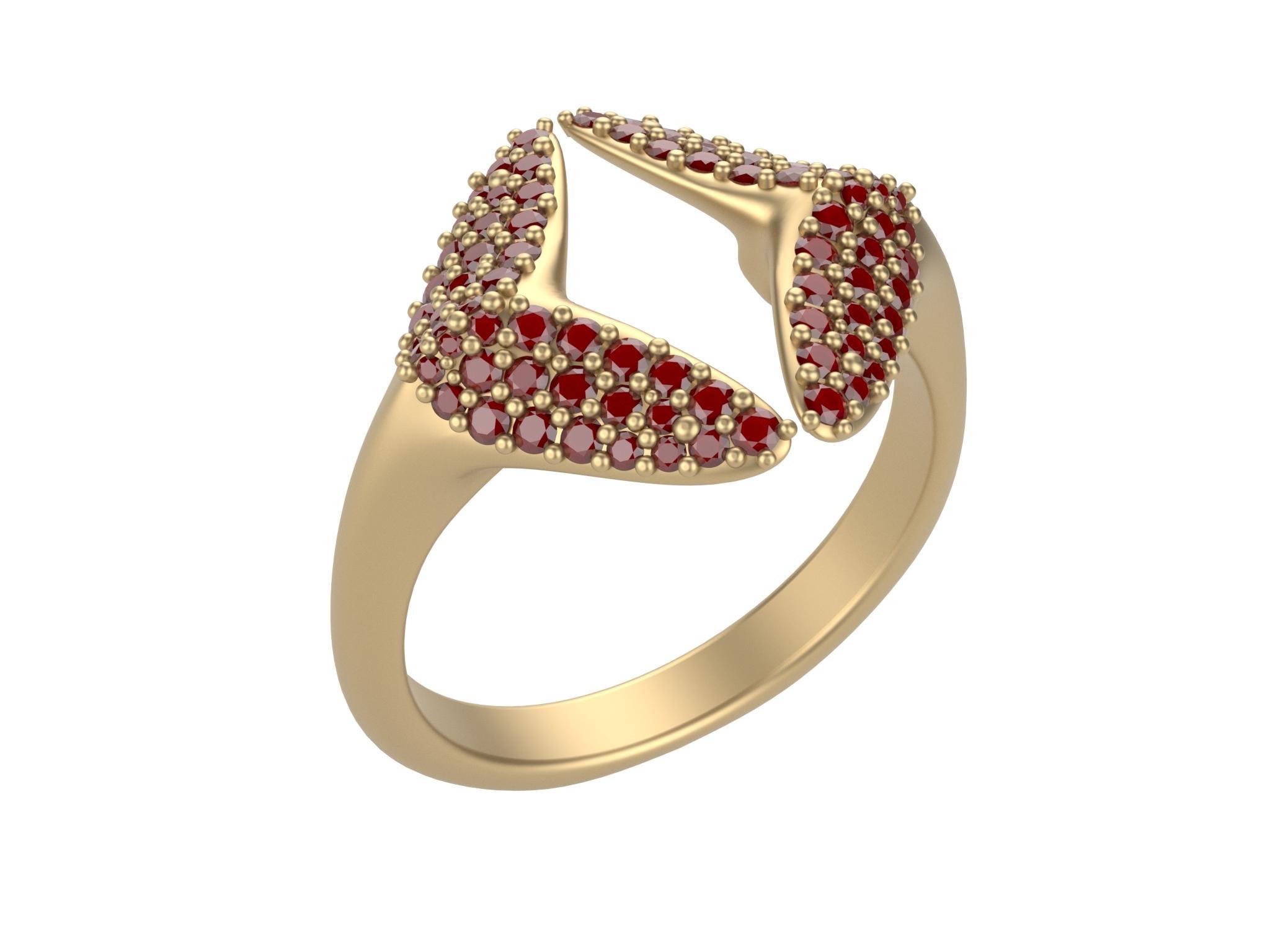 20Karat Yellow Gold Small Angel Wings Ruby Ring 4