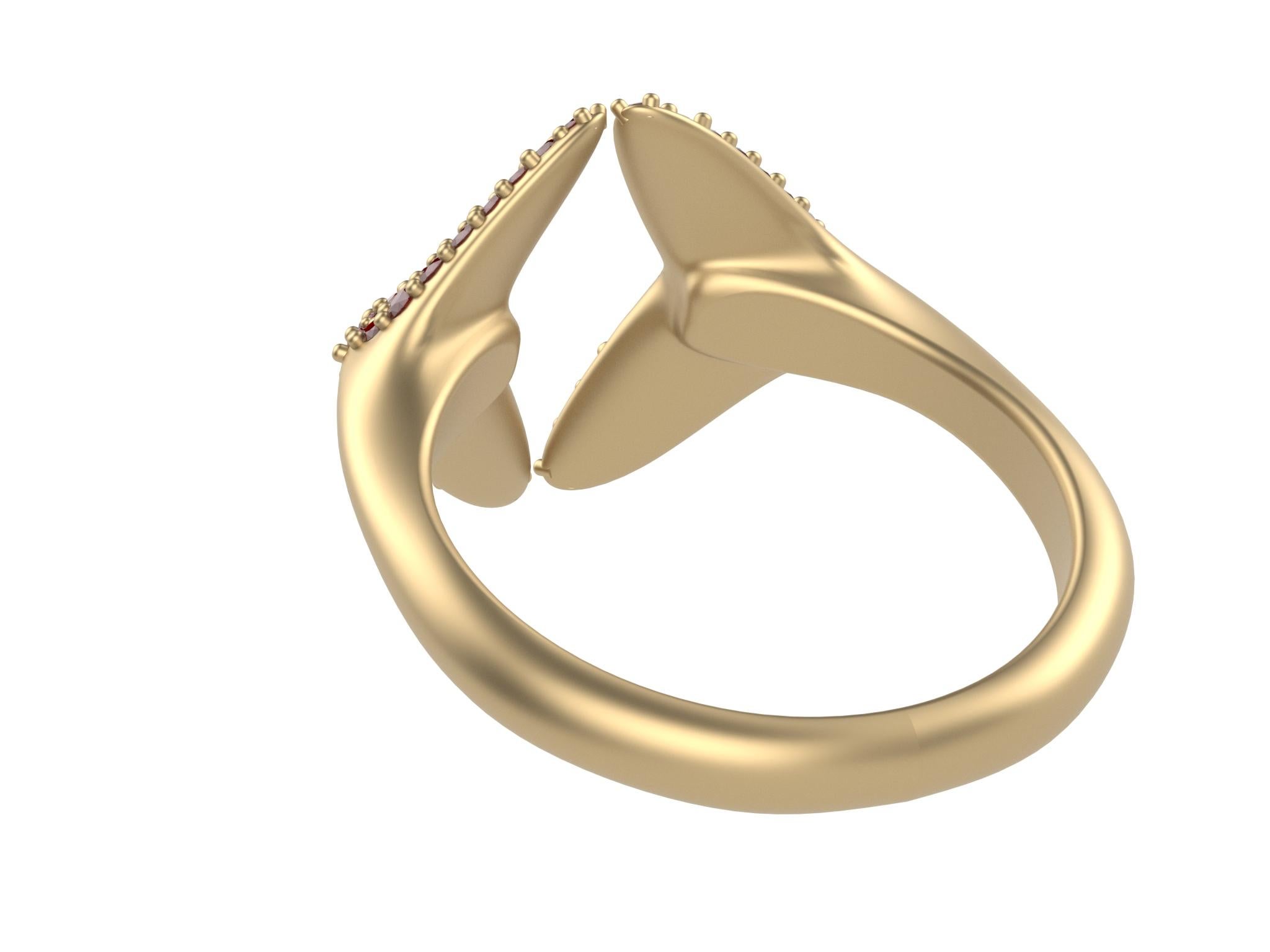 20Karat Yellow Gold Small Angel Wings Ruby Ring 5