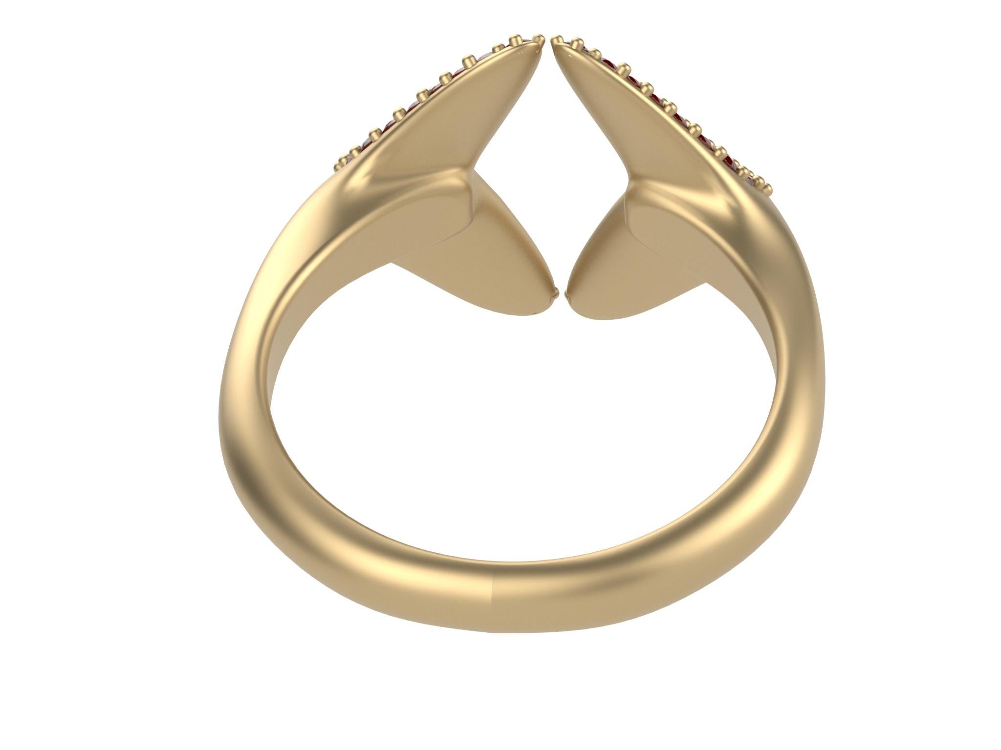 20Karat Yellow Gold Small Angel Wings Ruby Ring 6