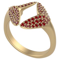 20Karat Yellow Gold Small Angel Wings Ruby Ring