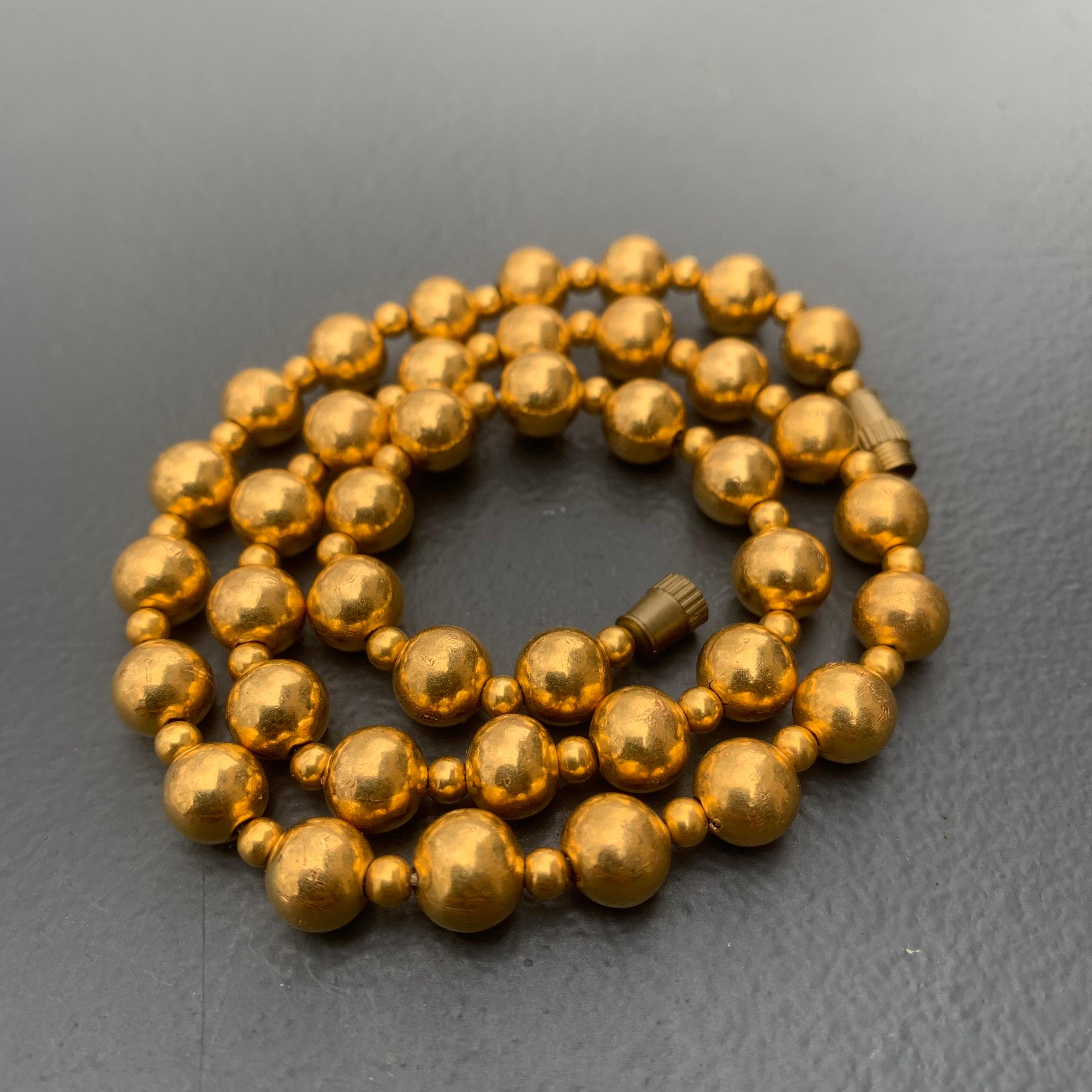 Modern 20 Karat Gold Handmade Ball Beaded Necklace For Sale