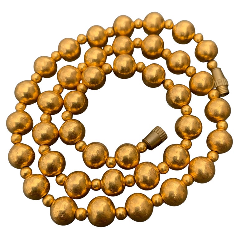 20 Karat Gold Handmade Ball Beaded Necklace For Sale at 1stDibs