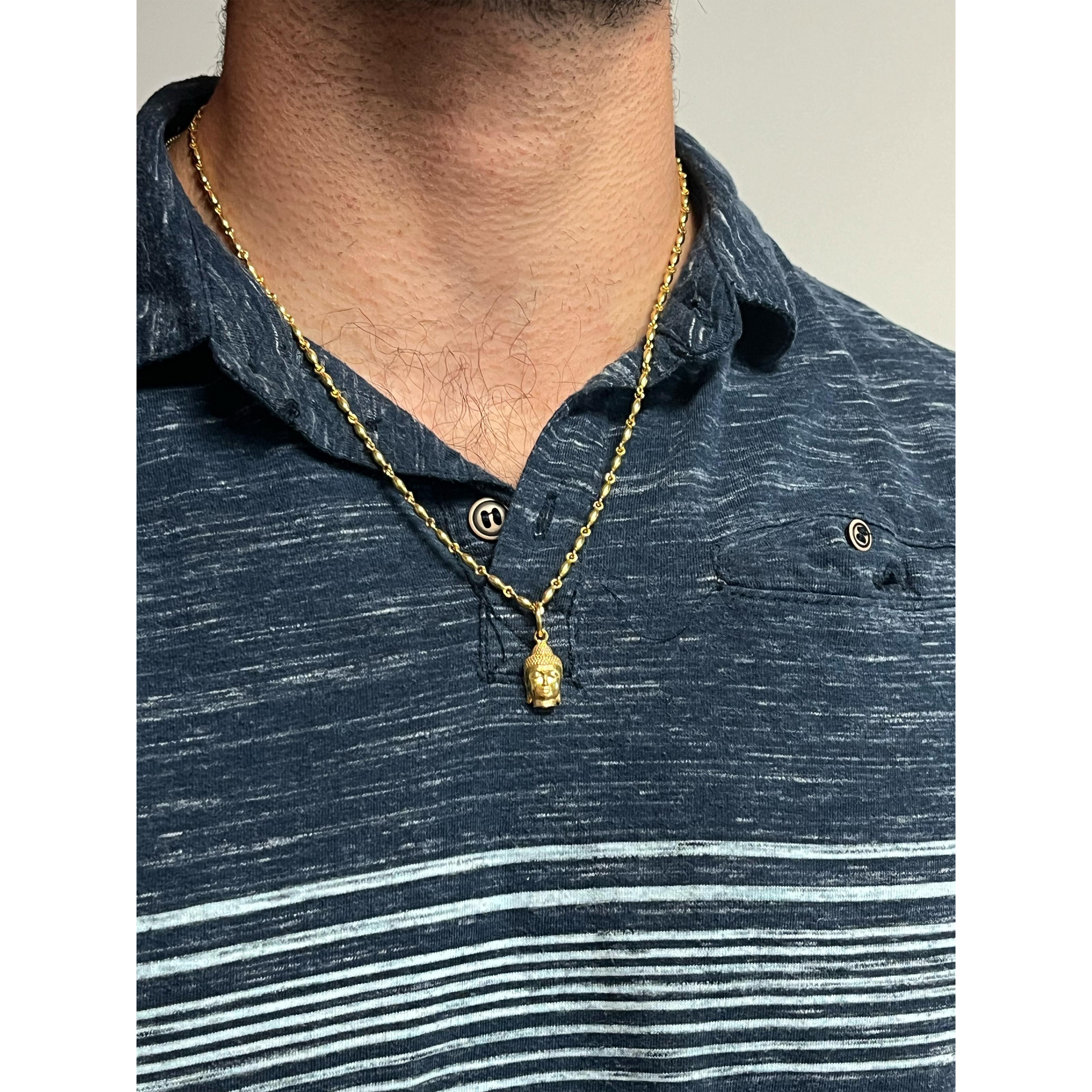 20kt Yellow Gold Beaded Buddha Necklace In New Condition For Sale In Miami, FL