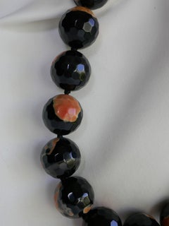 20mm Fire Agate 925 Sterling Silver Gemstone Necklace