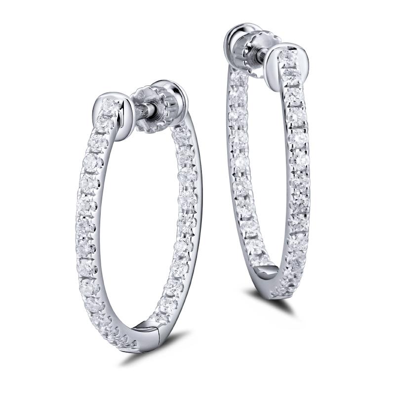 Weißgold-Diamant-Creolen (Zeitgenössisch) im Angebot