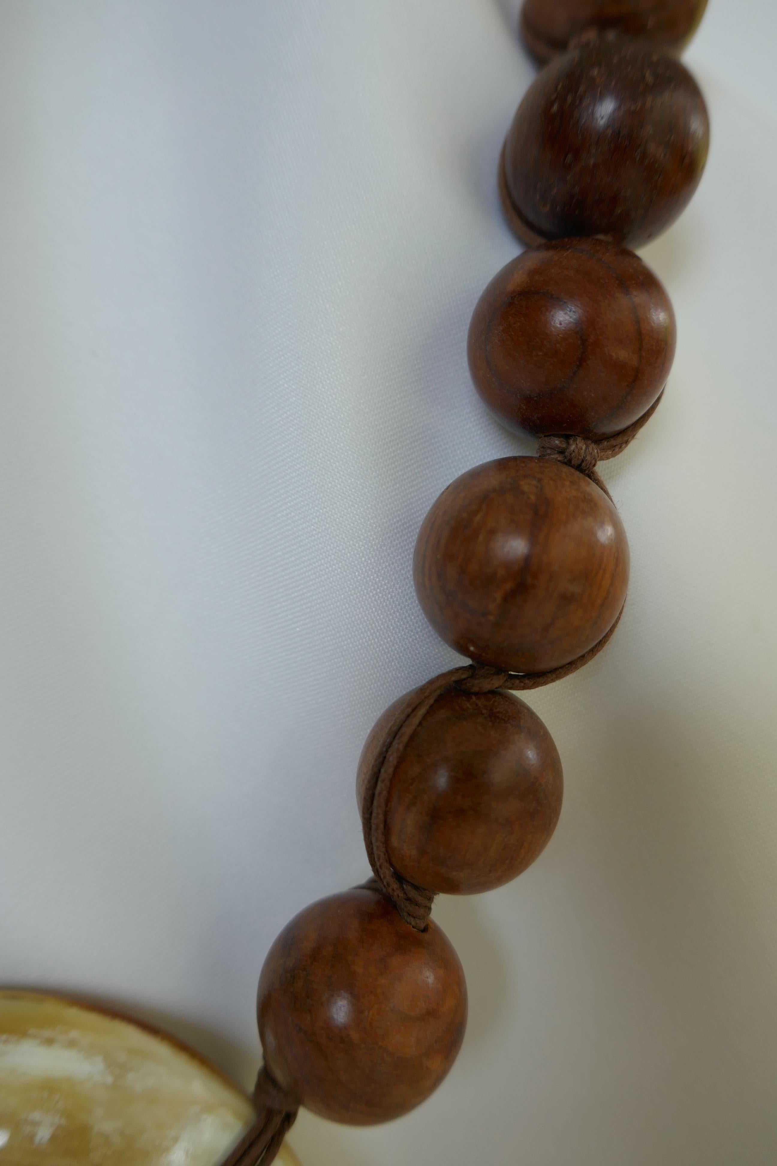 Contemporary 20MM Wood Horn Doughnut Necklaces For Sale