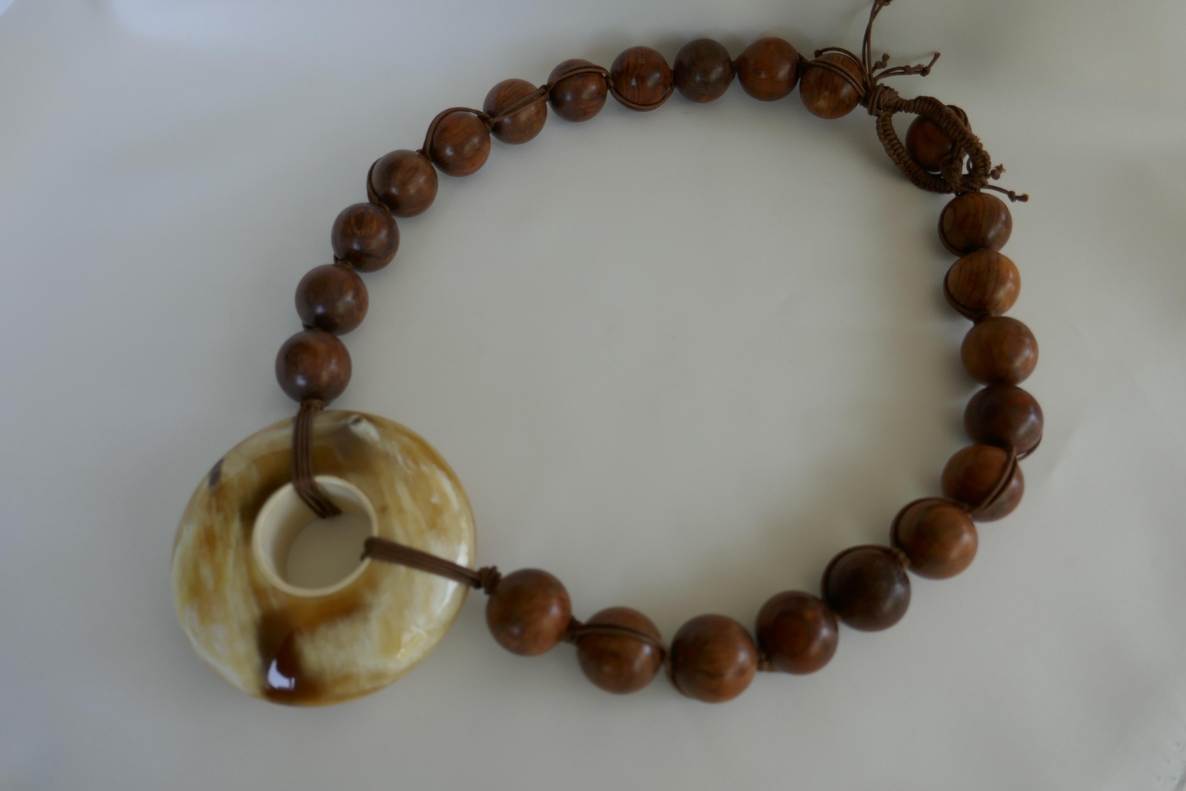 20MM Wood Horn Doughnut Necklaces For Sale 1