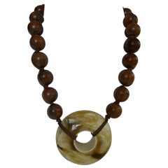 20MM Wood Horn Doughnut Necklaces