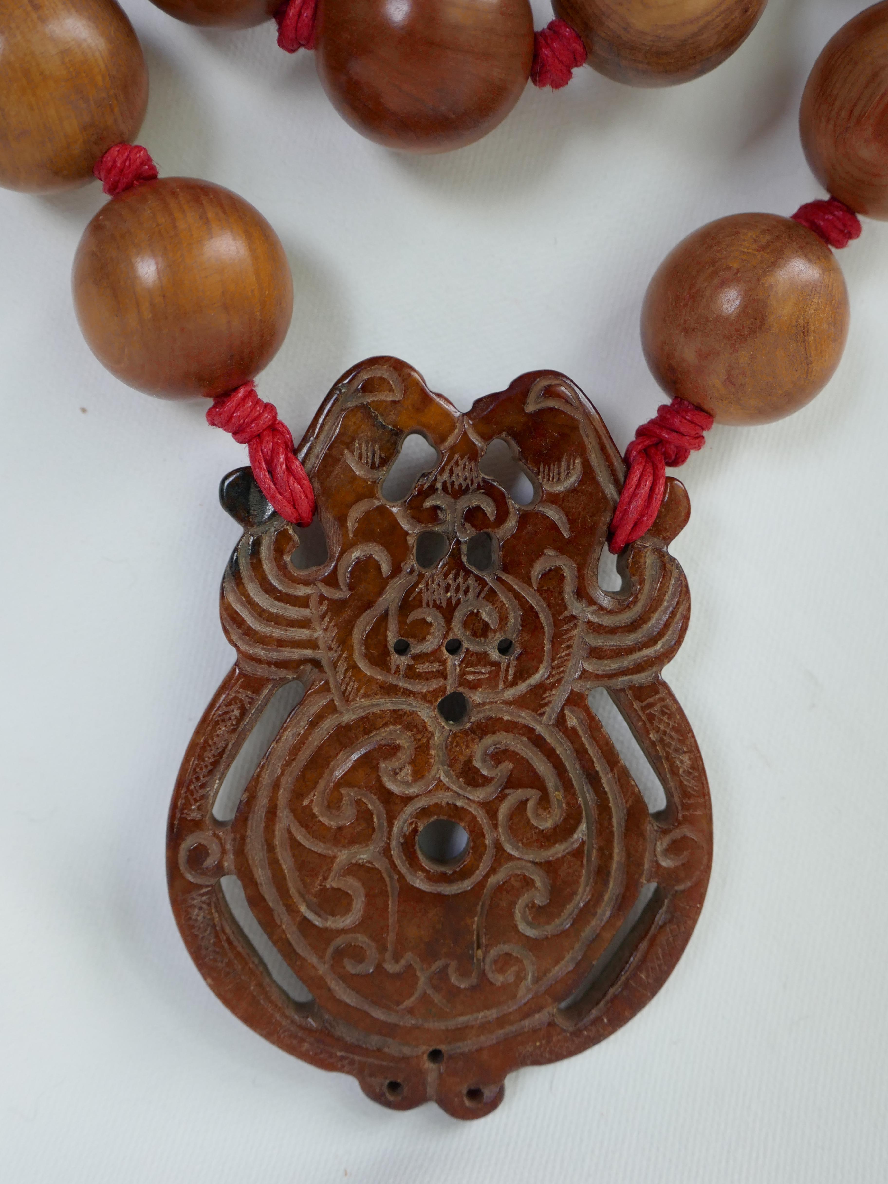 Contemporary 20mm Wood & Jasper Necklaces For Sale