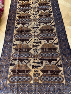 20st Century Afghan Tank War Handmade Rug, ca 1980