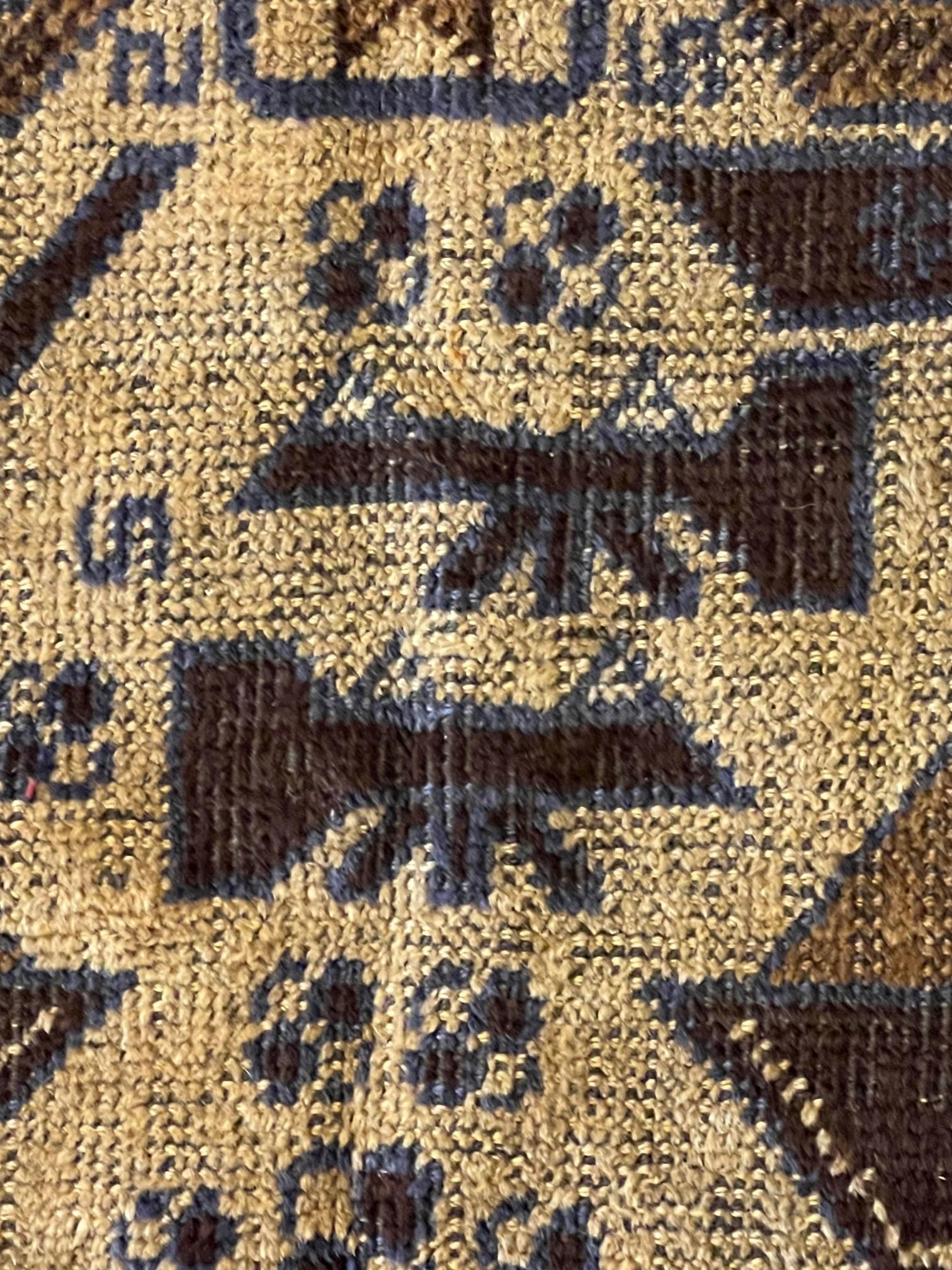 Hand-Knotted 20st Century Afghan Tank War Handmade Rug, ca 1980