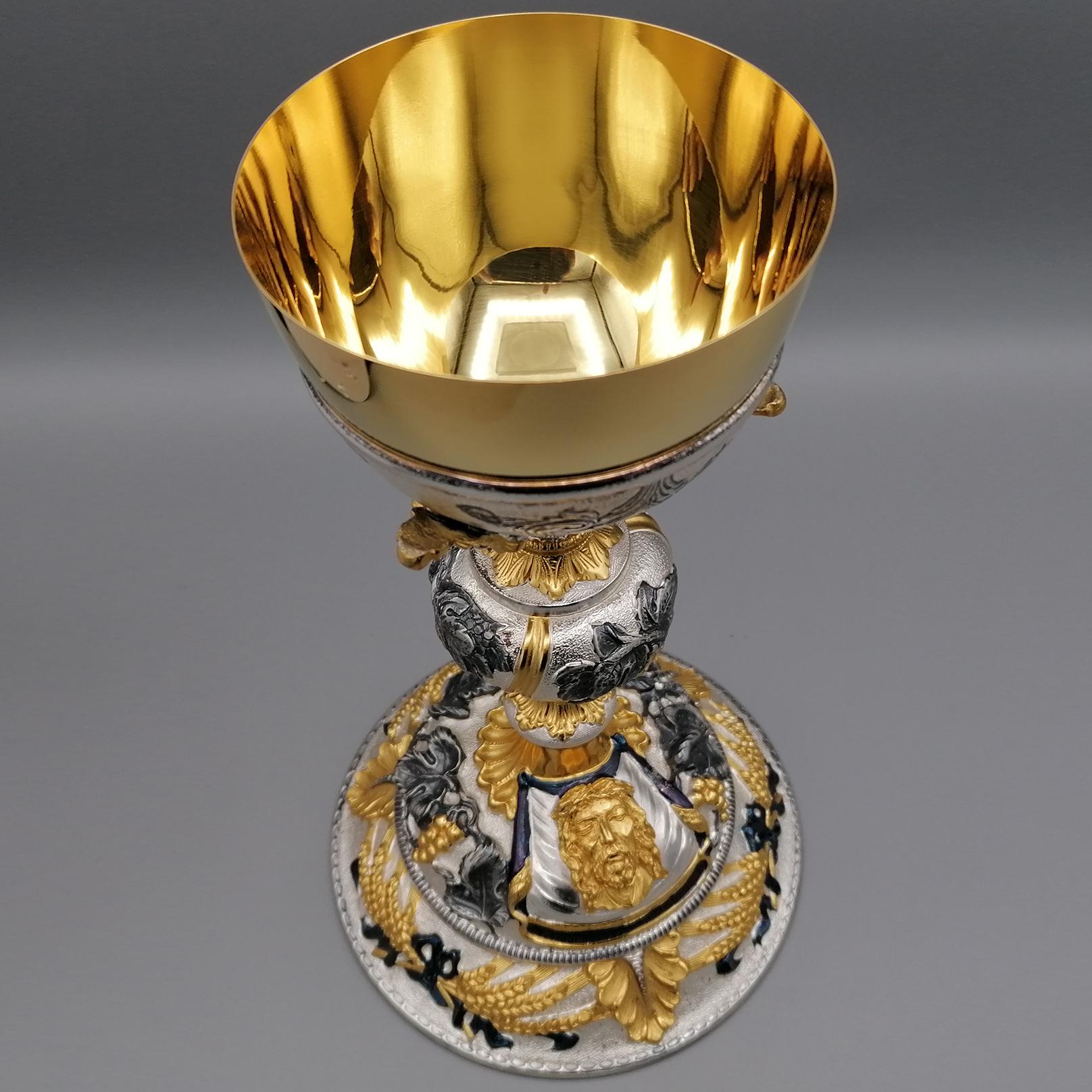 20st Century Italian Sterling Silver Chalice In Excellent Condition For Sale In VALENZA, IT