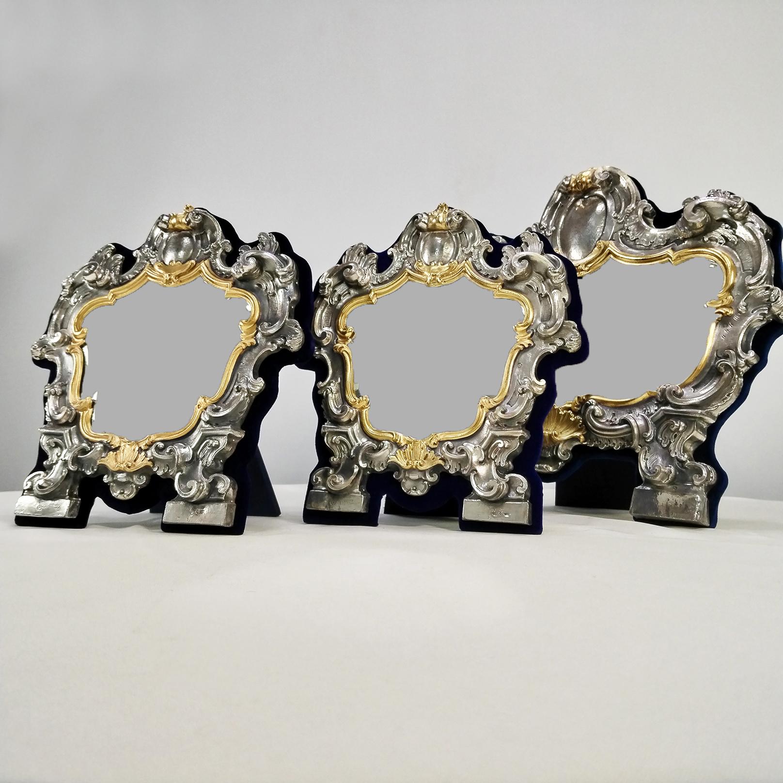 jeu de trois miroirs de table baroques 