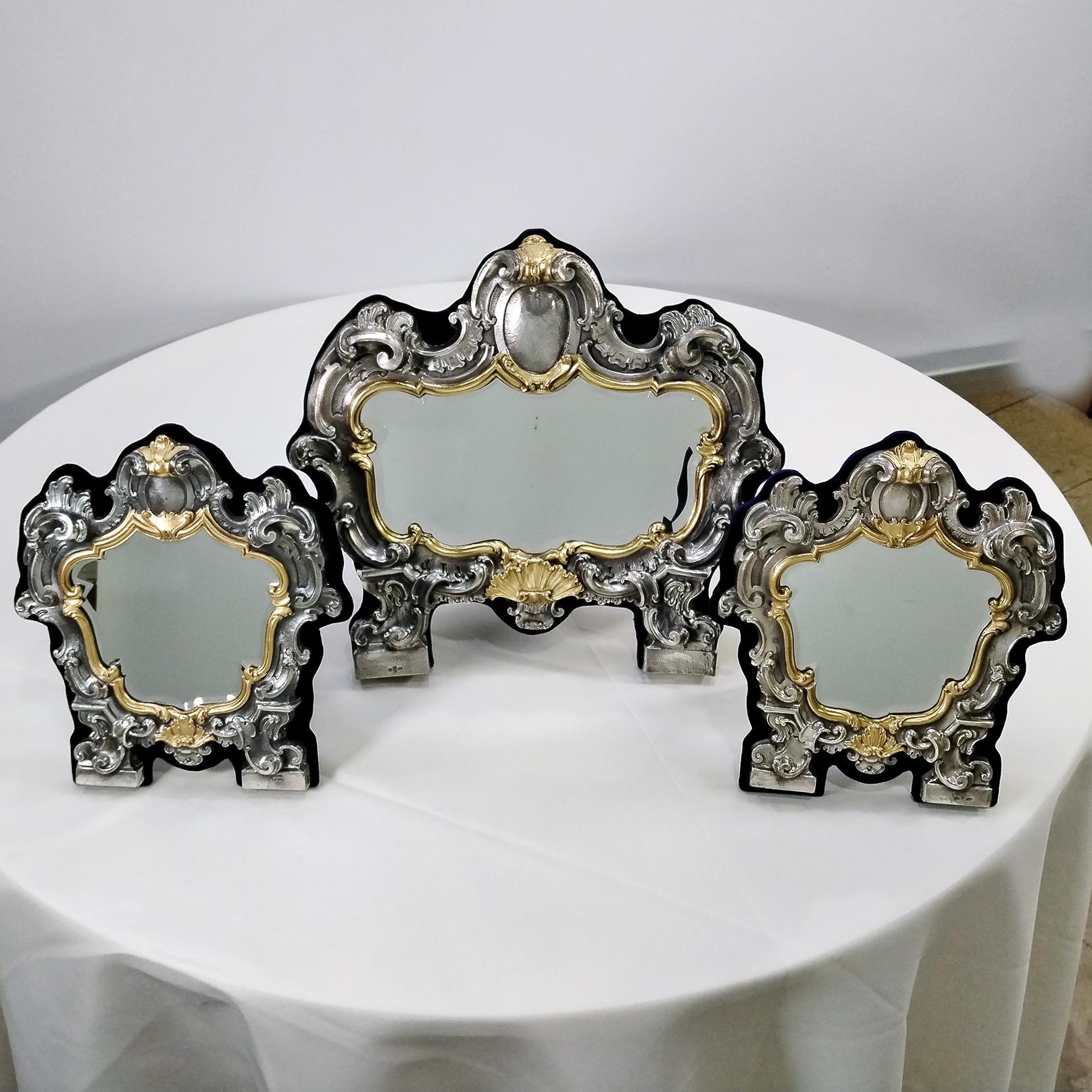 jeu de trois miroirs de table baroques 