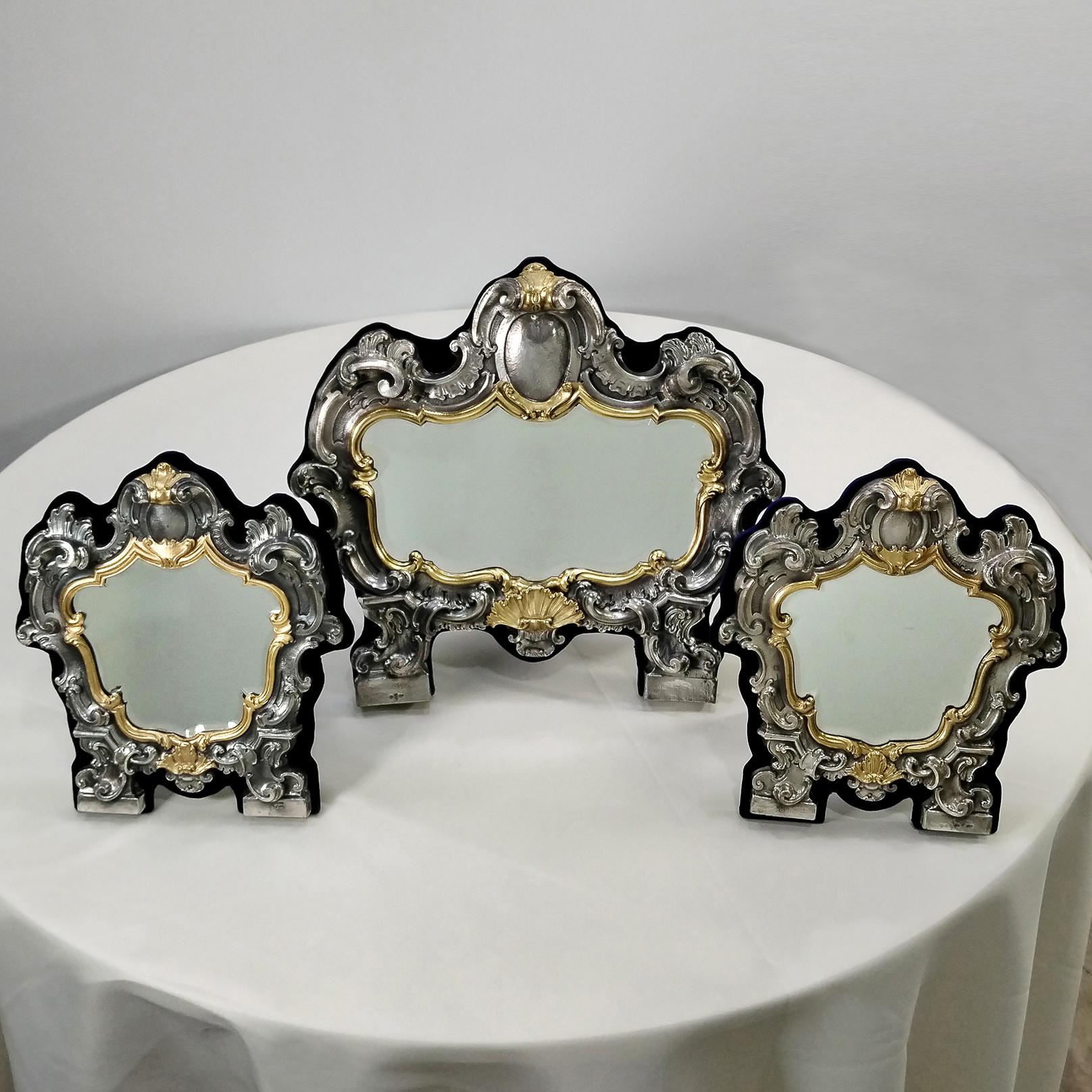 Baroque jeu de trois miroirs de table baroques 