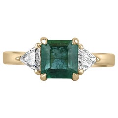 2.0tcw 14K Asscher Emerald & Trillion Cut Diamond Accent Three Stone Engage Ring