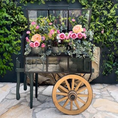 20th - 21st Century French Vintage Rustic Wood Domed Top Flower Cart