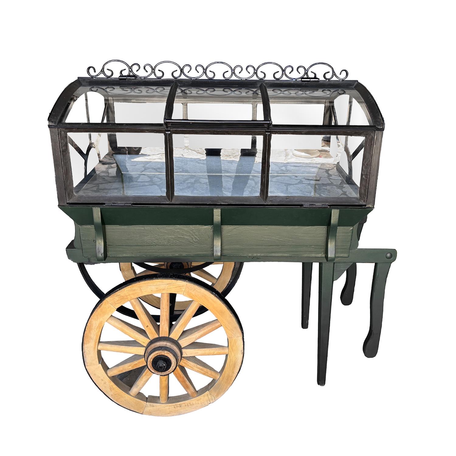 Français Chariot à fleurs en bois rustique français du 20ème - 21ème siècle en vente