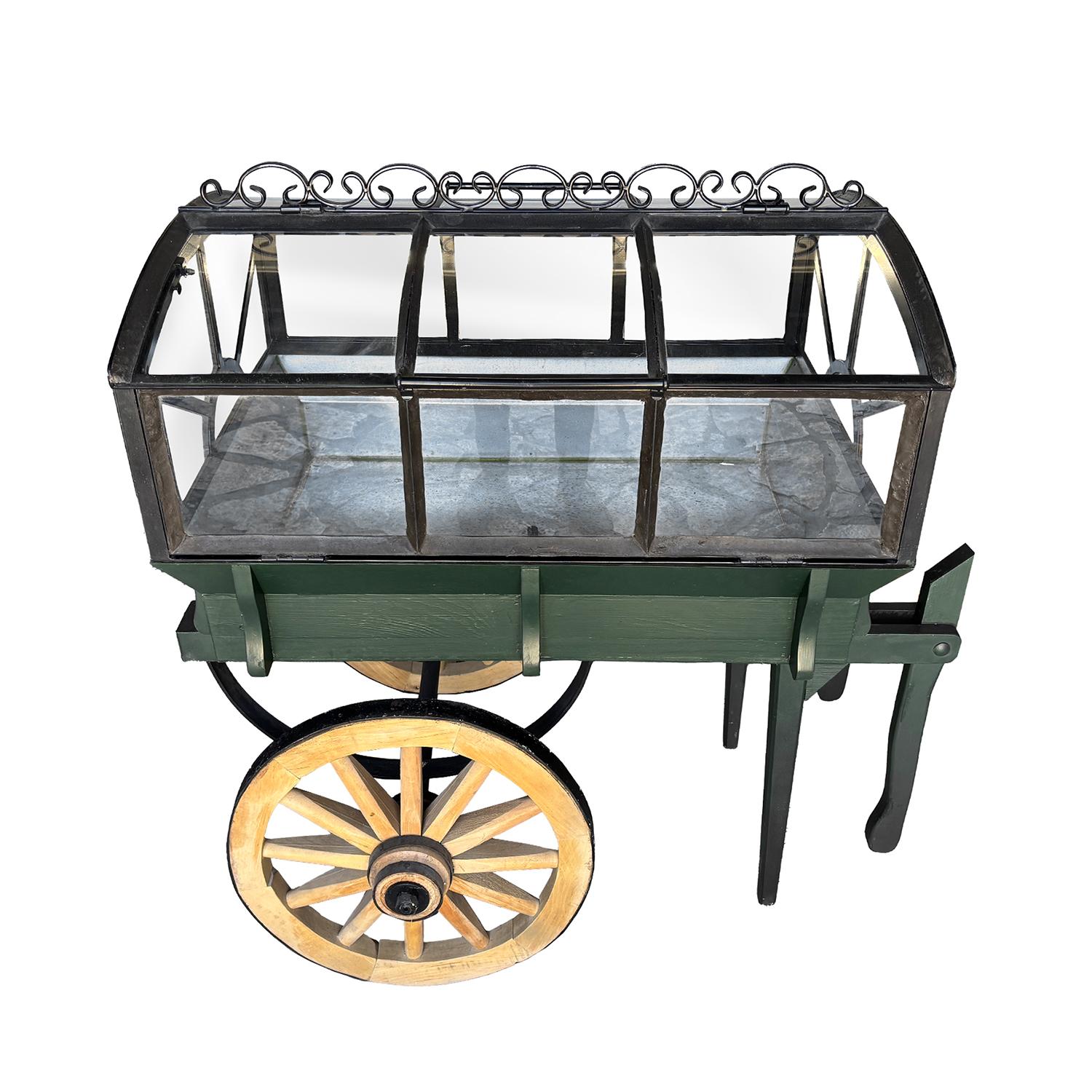Chariot à fleurs en bois rustique français du 20ème - 21ème siècle Bon état - En vente à West Palm Beach, FL