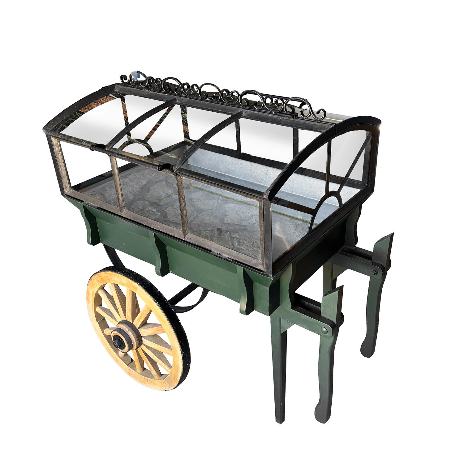 Métal Chariot à fleurs en bois rustique français du 20ème - 21ème siècle en vente