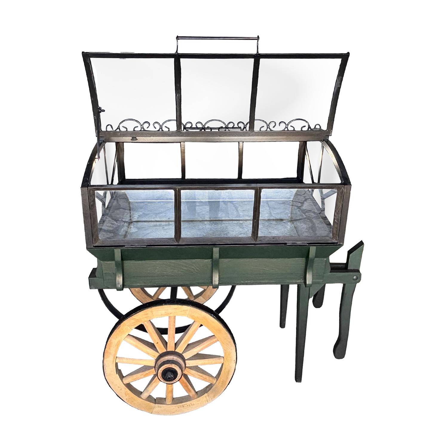Chariot à fleurs en bois rustique français du 20ème - 21ème siècle en vente 1